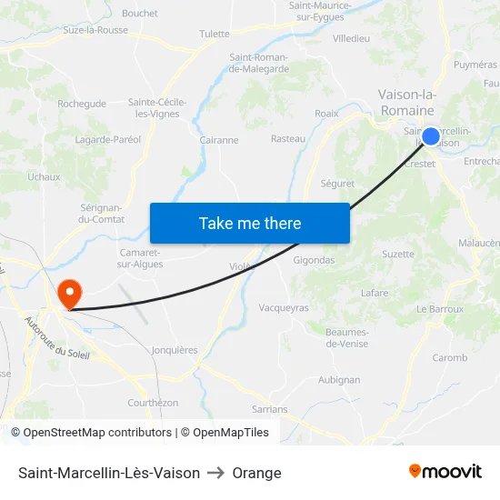 Saint-Marcellin-Lès-Vaison to Orange map