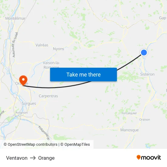 Ventavon to Orange map