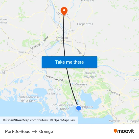 Port-De-Bouc to Orange map
