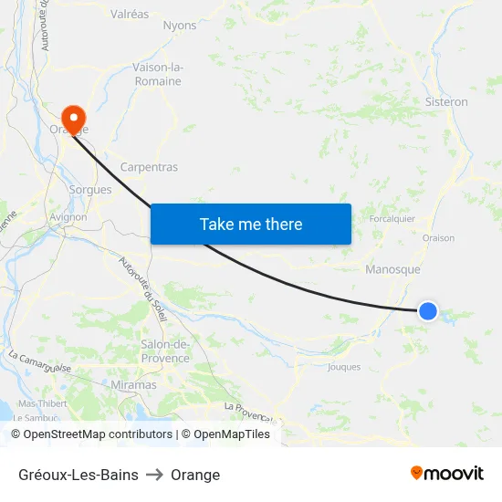 Gréoux-Les-Bains to Orange map
