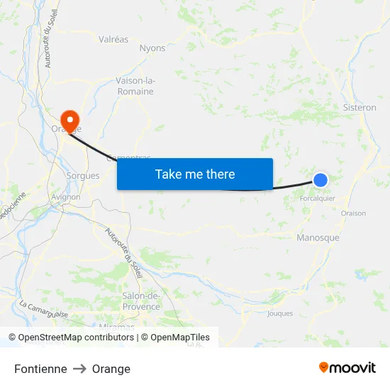 Fontienne to Orange map