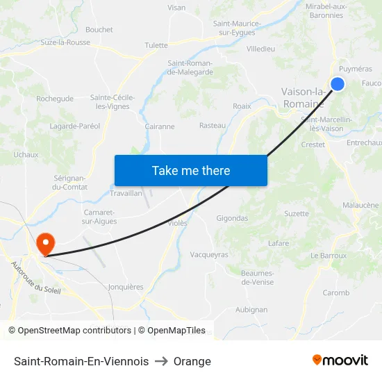 Saint-Romain-En-Viennois to Orange map