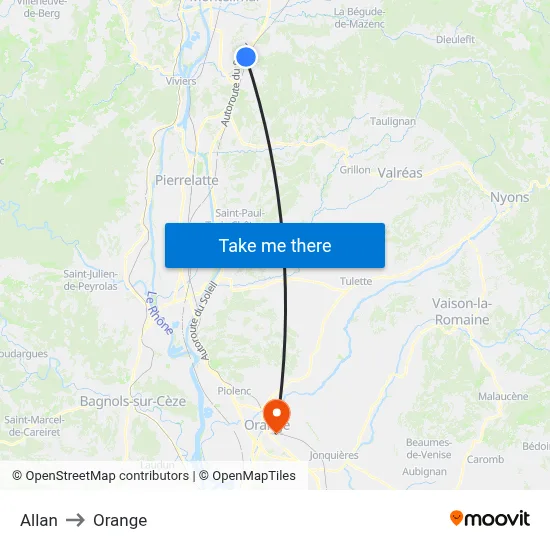 Allan to Orange map