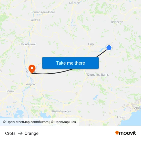 Crots to Orange map
