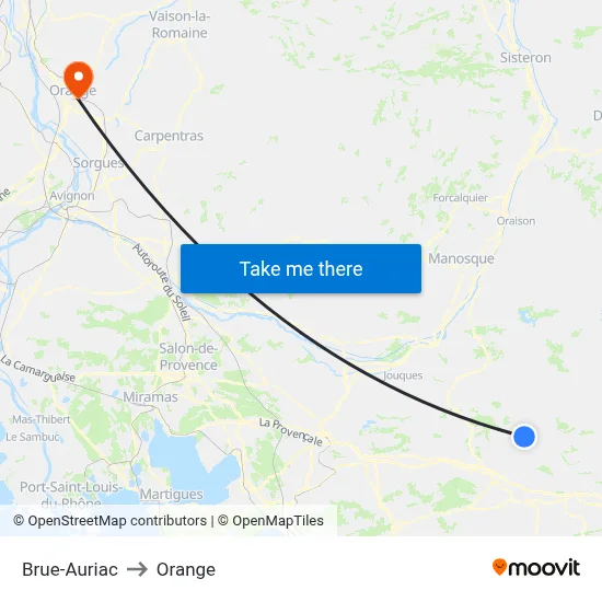 Brue-Auriac to Orange map