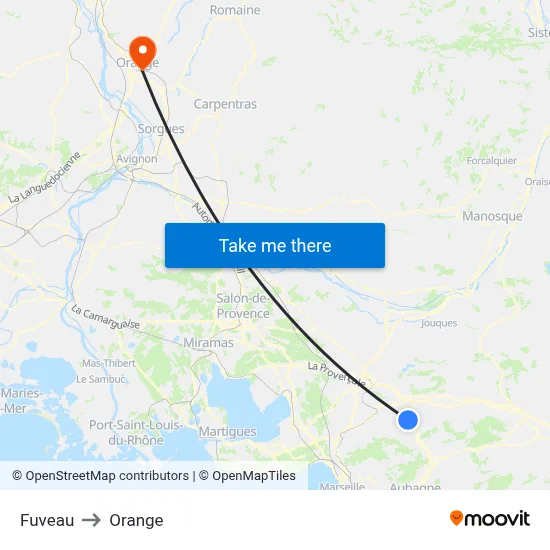 Fuveau to Orange map