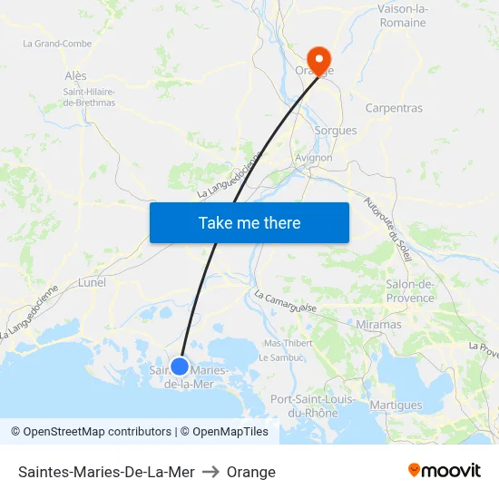 Saintes-Maries-De-La-Mer to Orange map