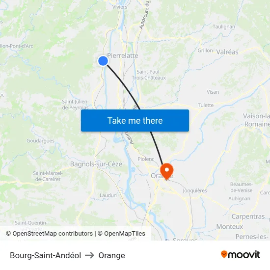 Bourg-Saint-Andéol to Orange map