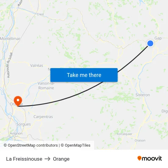 La Freissinouse to Orange map