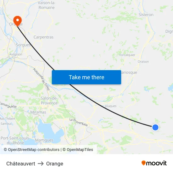 Châteauvert to Orange map