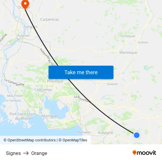 Signes to Orange map