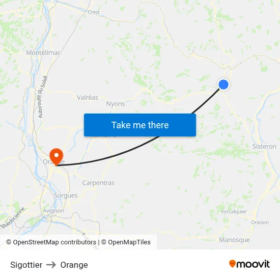 Sigottier to Orange map