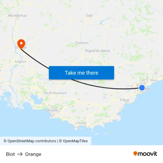 Biot to Orange map