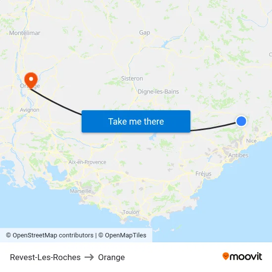 Revest-Les-Roches to Orange map