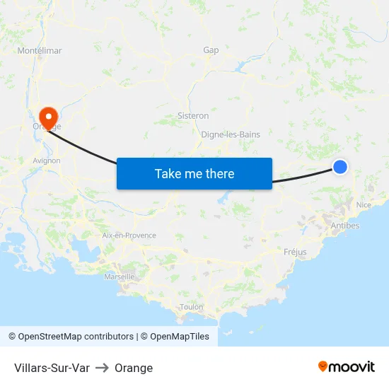 Villars-Sur-Var to Orange map