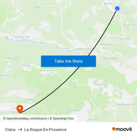 Clans to La Roque-En-Provence map