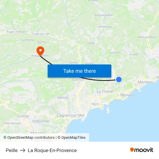 Peille to La Roque-En-Provence map