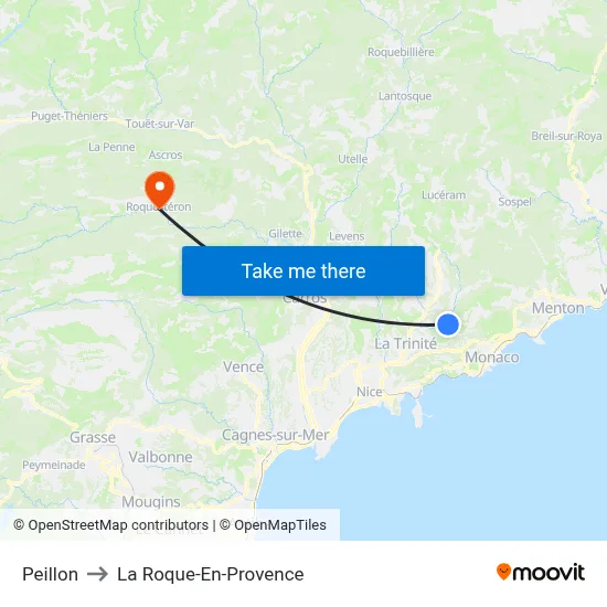Peillon to La Roque-En-Provence map