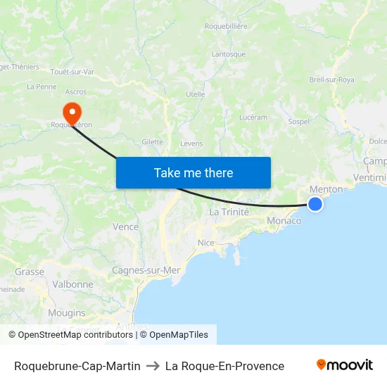 Roquebrune-Cap-Martin to La Roque-En-Provence map