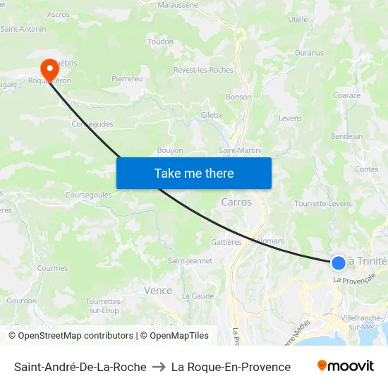 Saint-André-De-La-Roche to La Roque-En-Provence map
