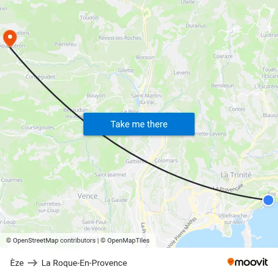 Èze to La Roque-En-Provence map