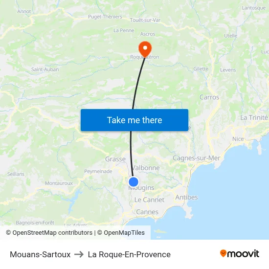 Mouans-Sartoux to La Roque-En-Provence map