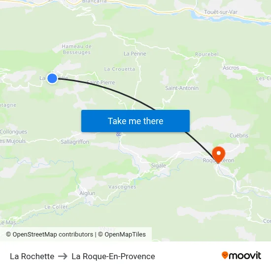 La Rochette to La Roque-En-Provence map