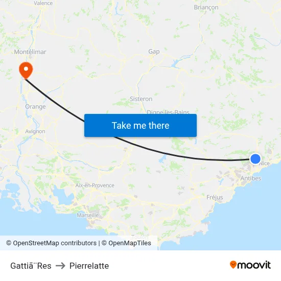 Gattiã¨Res to Pierrelatte map