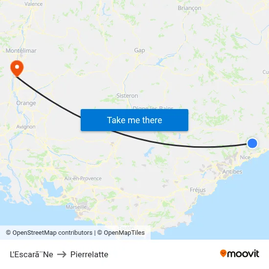 L'Escarã¨Ne to Pierrelatte map