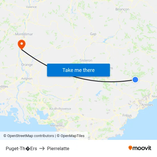 Puget-Th�Ers to Pierrelatte map
