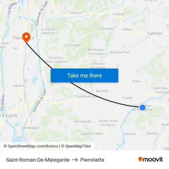 Saint-Roman-De-Malegarde to Pierrelatte map