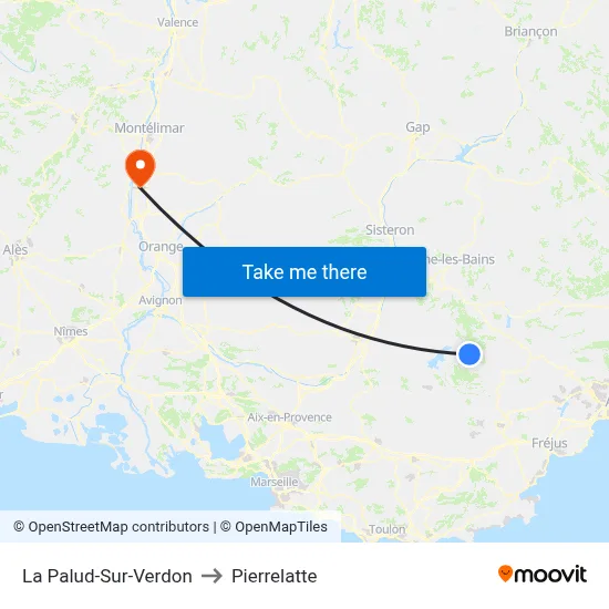 La Palud-Sur-Verdon to Pierrelatte map