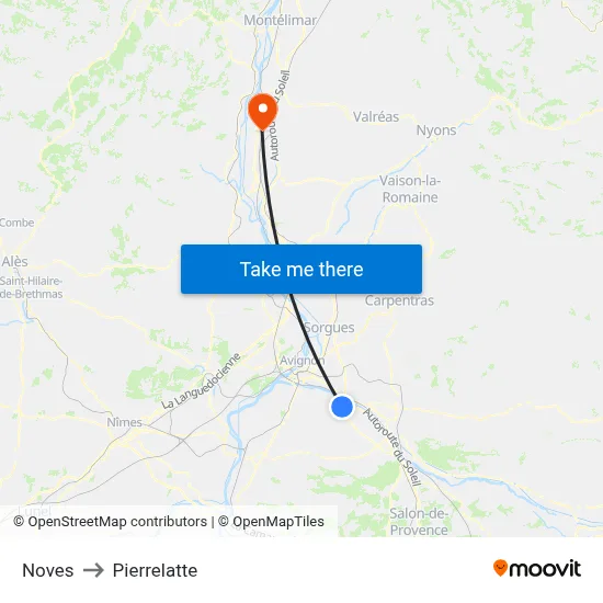 Noves to Pierrelatte map