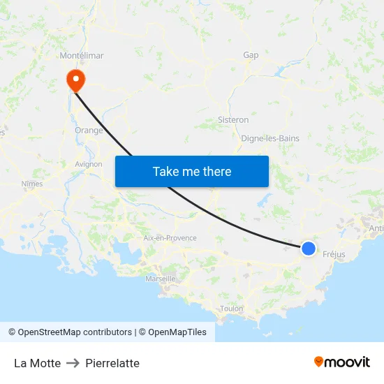 La Motte to Pierrelatte map