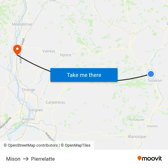 Mison to Pierrelatte map