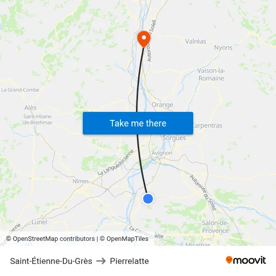 Saint-Étienne-Du-Grès to Pierrelatte map