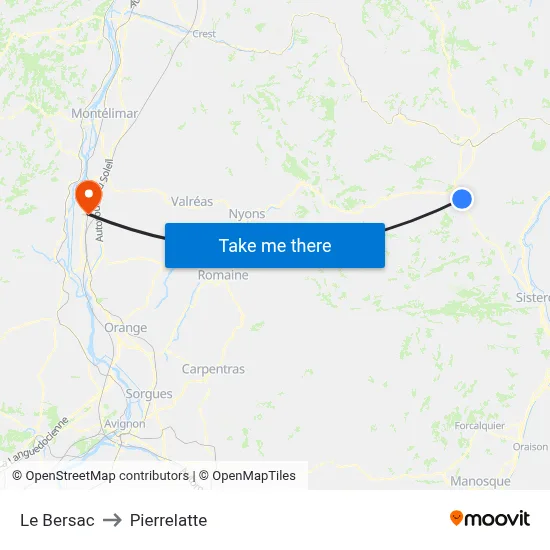 Le Bersac to Pierrelatte map