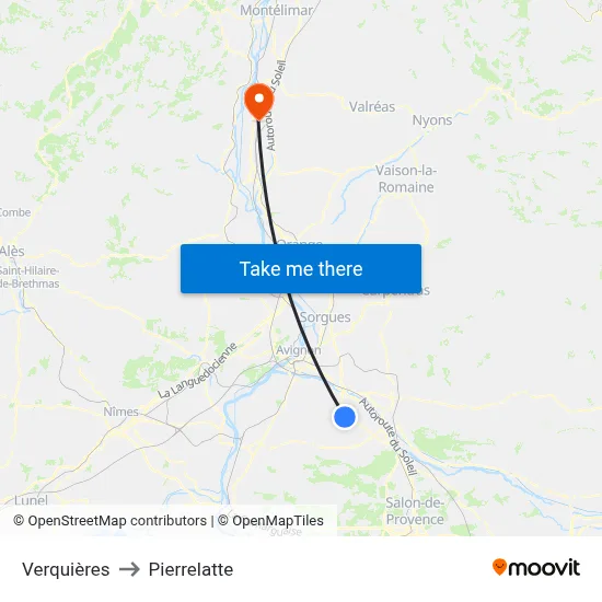 Verquières to Pierrelatte map
