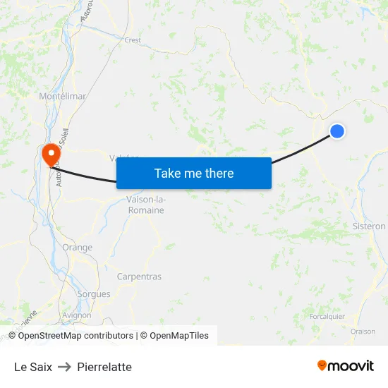 Le Saix to Pierrelatte map