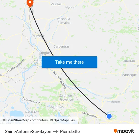 Saint-Antonin-Sur-Bayon to Pierrelatte map