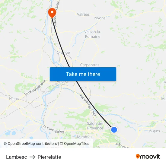 Lambesc to Pierrelatte map