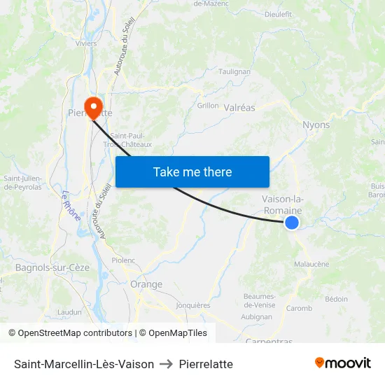 Saint-Marcellin-Lès-Vaison to Pierrelatte map