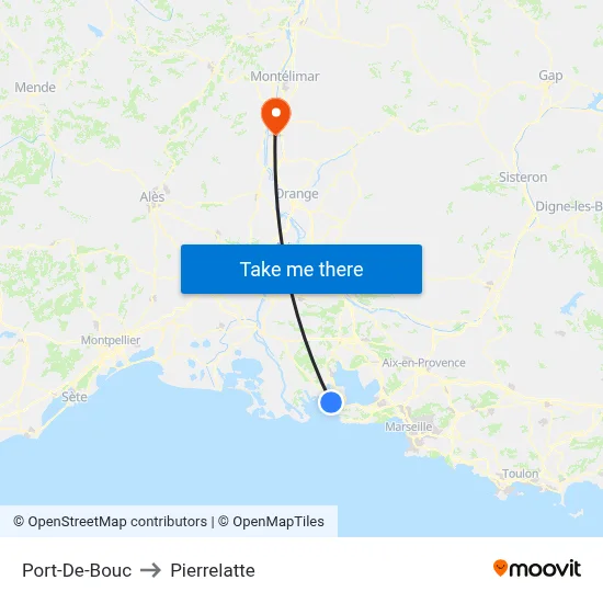 Port-De-Bouc to Pierrelatte map