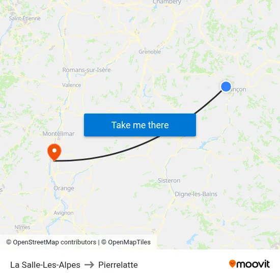 La Salle-Les-Alpes to Pierrelatte map