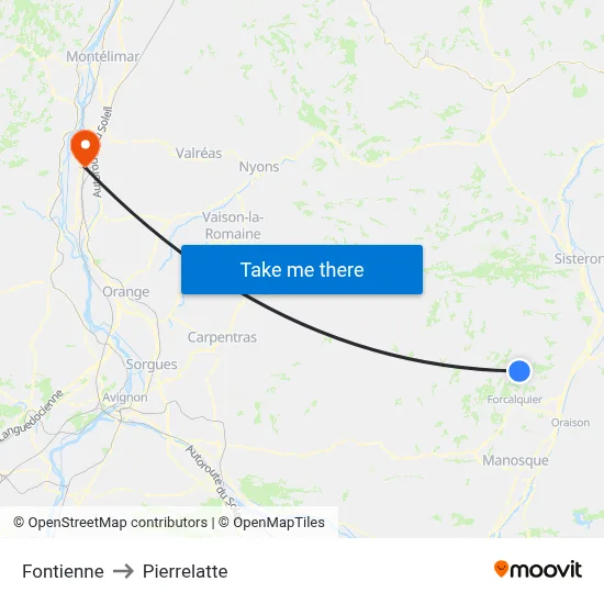 Fontienne to Pierrelatte map