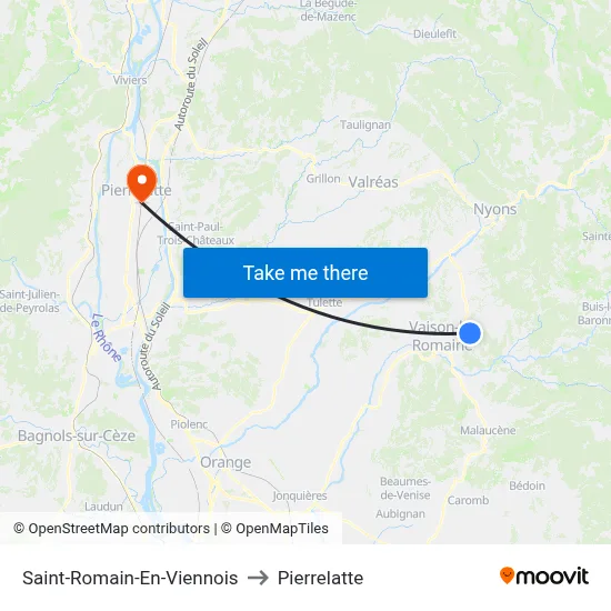 Saint-Romain-En-Viennois to Pierrelatte map