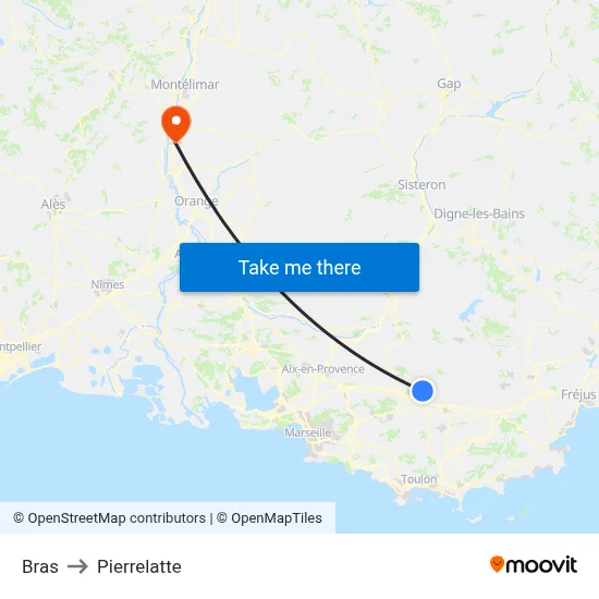 Bras to Pierrelatte map