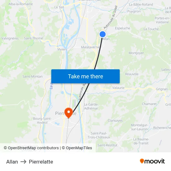 Allan to Pierrelatte map