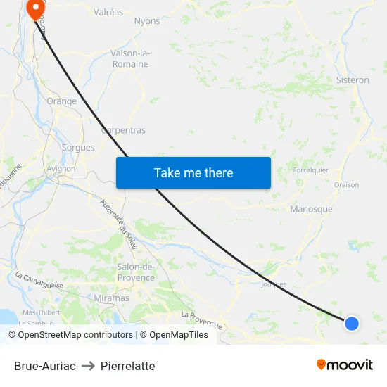 Brue-Auriac to Pierrelatte map