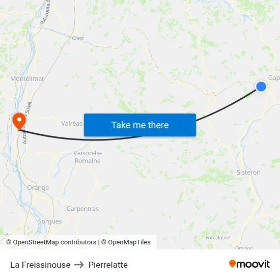 La Freissinouse to Pierrelatte map